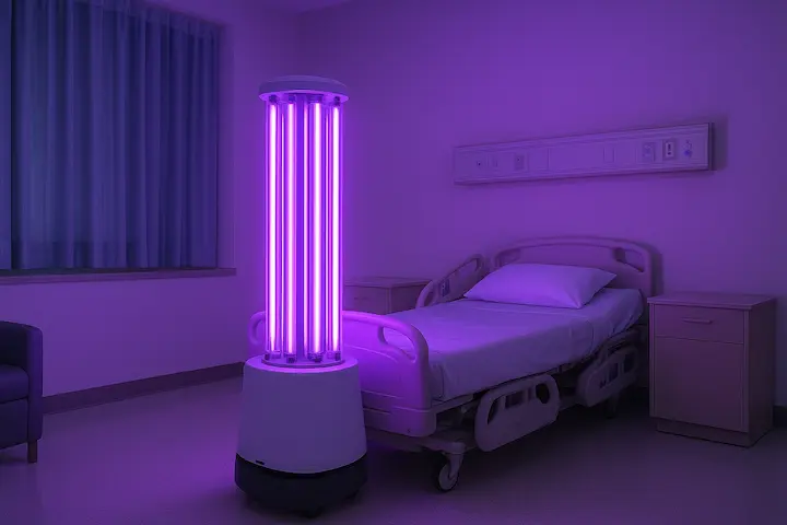 AI Robots in Hospitals UV-C light or automated spraying systems are already being used as AI Robots in Hospitals worldwide.