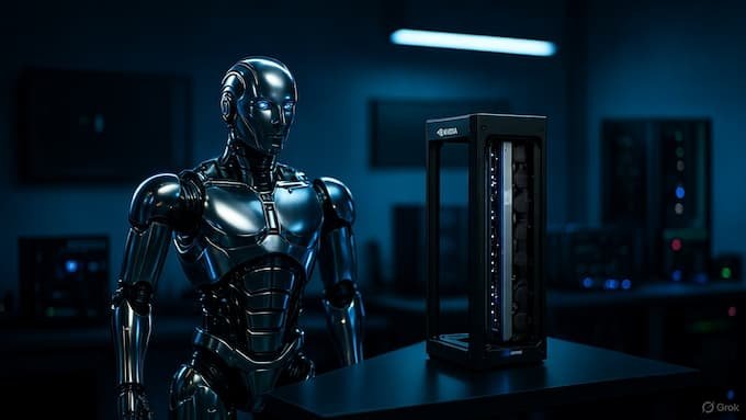 ROBOTICS NEWS SEPTEMBER 27 2025: “Figure humanoid standing beside banks of Nvidia GPUsROBOTICS NEWS SEPTEMBER 27 2025