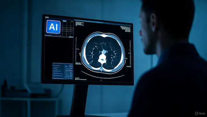 AI analyzing medical imaging for early disease detection. getting help from AI in healthcare