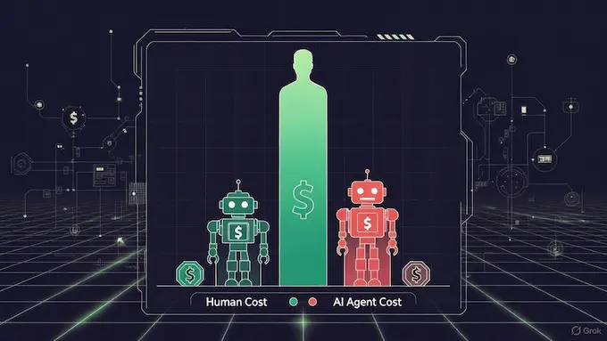 Bar chart showing the exponential cost difference between human labor ($150k) and Agent-3 labor ($3k salary equivalent).