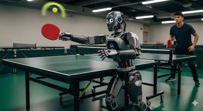 Humanoid robot rallies with a human in a fast ping-pong exchange for Robotics News September 13 2025.