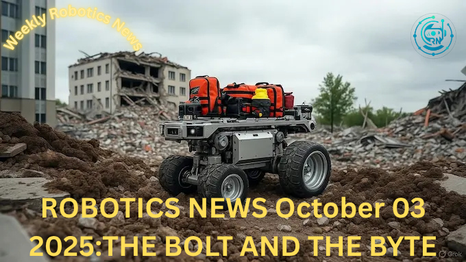 AI-powered ROMATRIS robot carrying heavy equipment across rubble during disaster response.ROBOTICS NEWS October 03 ,2025