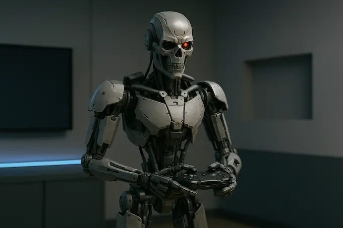 “US company unveiling a Star Wars style humanoid combat robot designed for battlefield deployment with autonomous targeting and humanlike mobility”