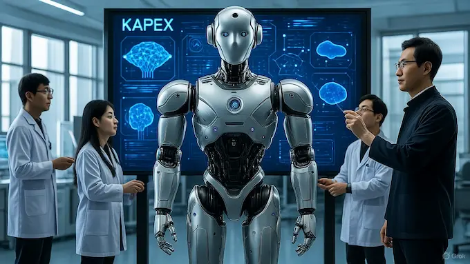 KAPEX humanoid robot prototype powered by LG’s EXAONE AI model, standing in a research lab.ROBOTICS NEWS October 03 ,2025