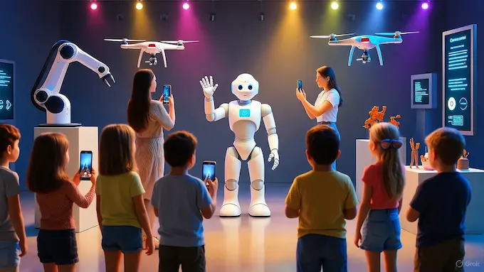 “Visitors interacting with robots at Boston Museum of Science exhibit.”ROBOTICS NEWS October 10 ,2025:THE BOLT AND THE BYTE
