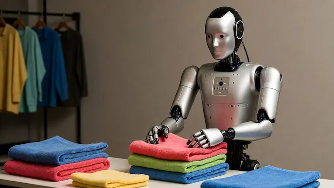 Weekly Robotics News — Humanoid robot folding towels as a benchmark manipulation task.