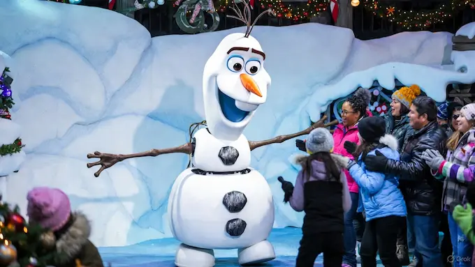 : Disney’s Olaf character robot performs on a snowy stage for guests, part of this week’s Weekly Robotics News coverage.