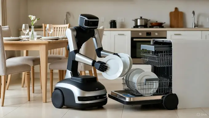 : Weekly Robotics News — Home service robot clearing plates and loading a dishwasher.
