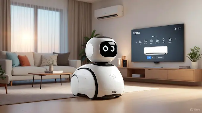 Weekly Robotics News — Haier home service robot coordinating with smart appliances in a living room