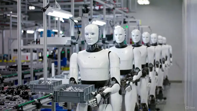 Weekly Robotics News — UBTECH Walker S2 humanoid robots working on a factory floor.