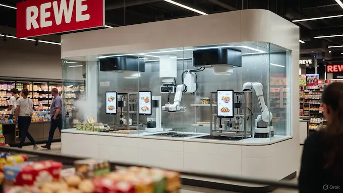 Circus CA-1 cooking robot in a REWE store kitchen