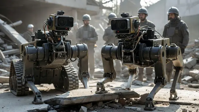 AI-powered robotic dogs navigating rubble for emergency response in this Weekly Robotics News story