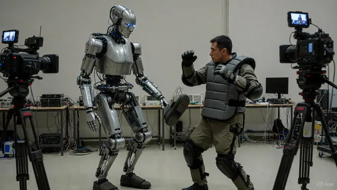 EngineAI’s T800 humanoid robot performs a dramatic kick demo on its CEO in this Weekly Robotics News highlight.