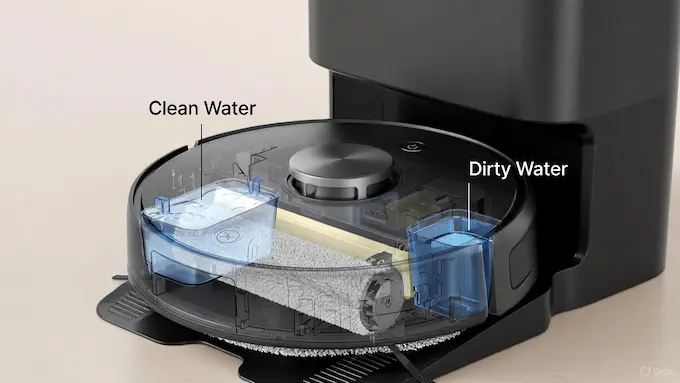 Roborock’s new roller-mopping robot vacuum cleaning a modern living room for Weekly Robotics News readers