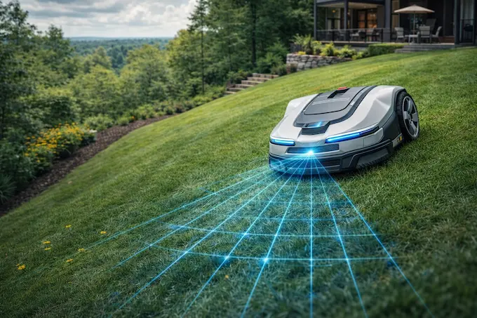 A lidar-equipped robot lawnmower featured in Weekly Robotics News
